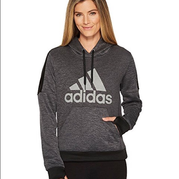adidas Tops Nwt Adidas Fleece Pullover Hoodie Grey Poshmark